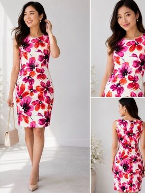 Mario Serrani Italy Floral Sheath Dress Size 4 NWT Career Party